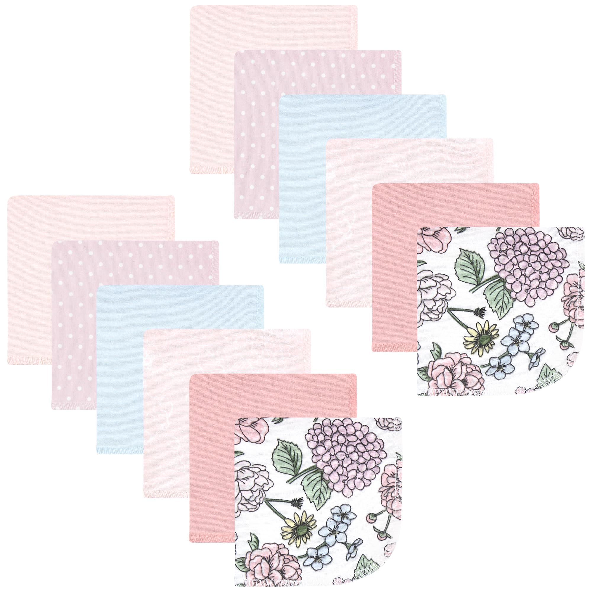 Hudson Baby Unisex Baby Flannel Cotton Poly Washcloths, Vintage Blossom 12 Pack, One Size