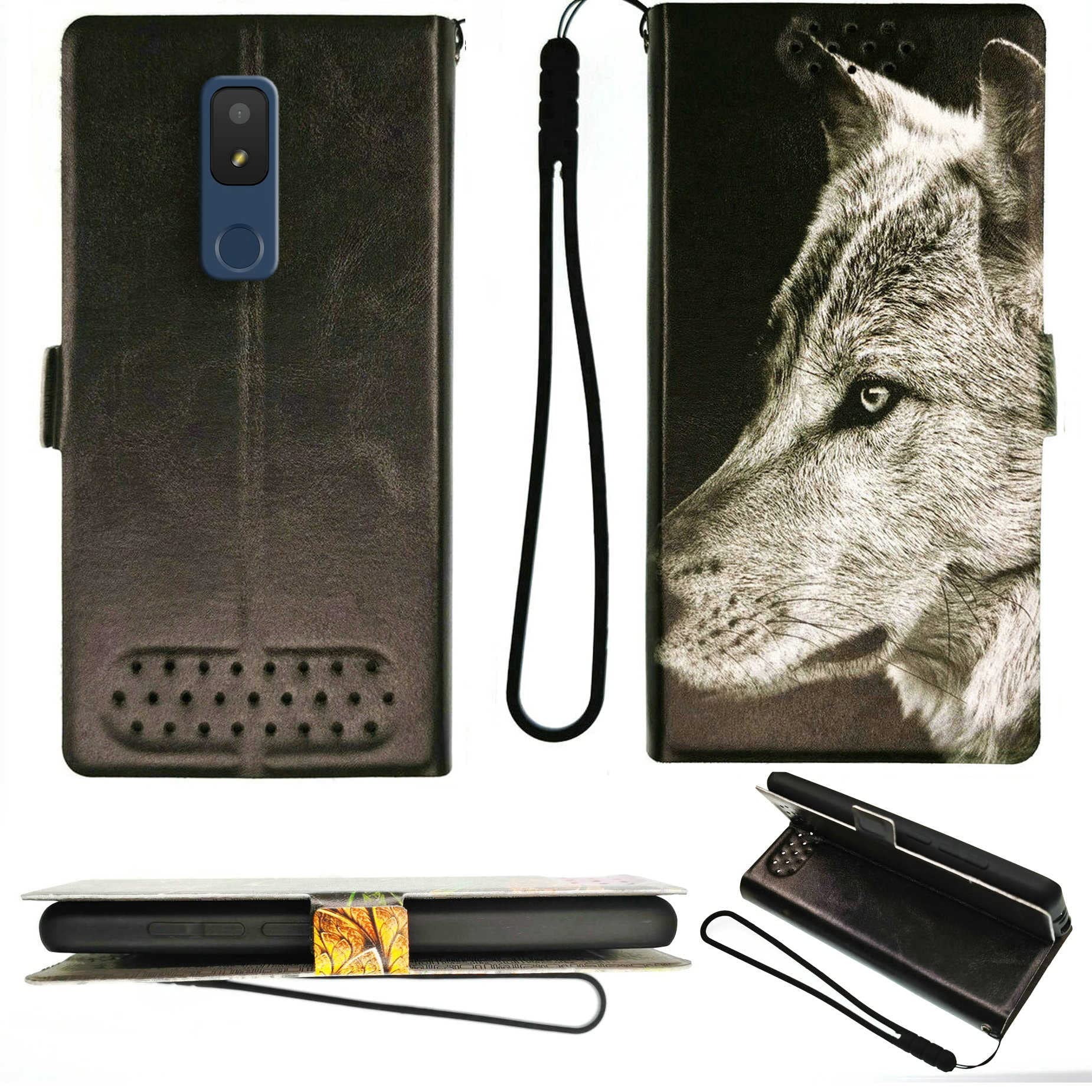 Flip Case Compatible with Cricket Splendor 4G LTE Phone Case Stand Cover + [2 Pack] Film Soft TPU Screen Protector PT-HLANG