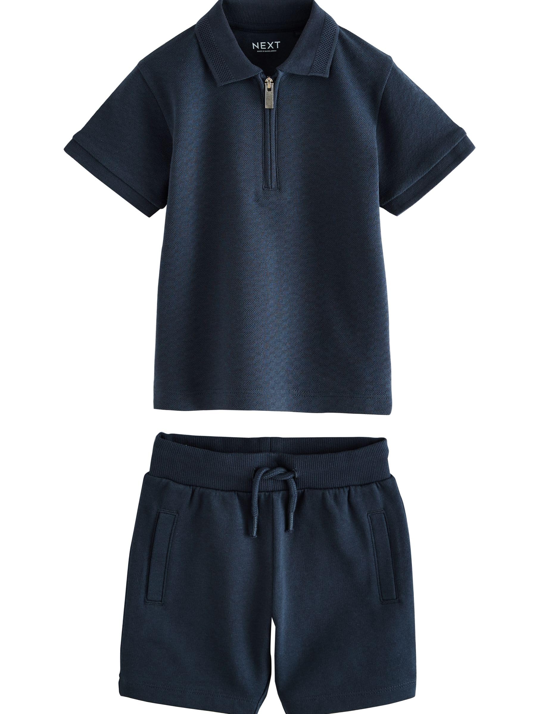 NEXT Jungen Standard Kurzarm-Polohemd mit Reißverschluss und Shorts 62-122