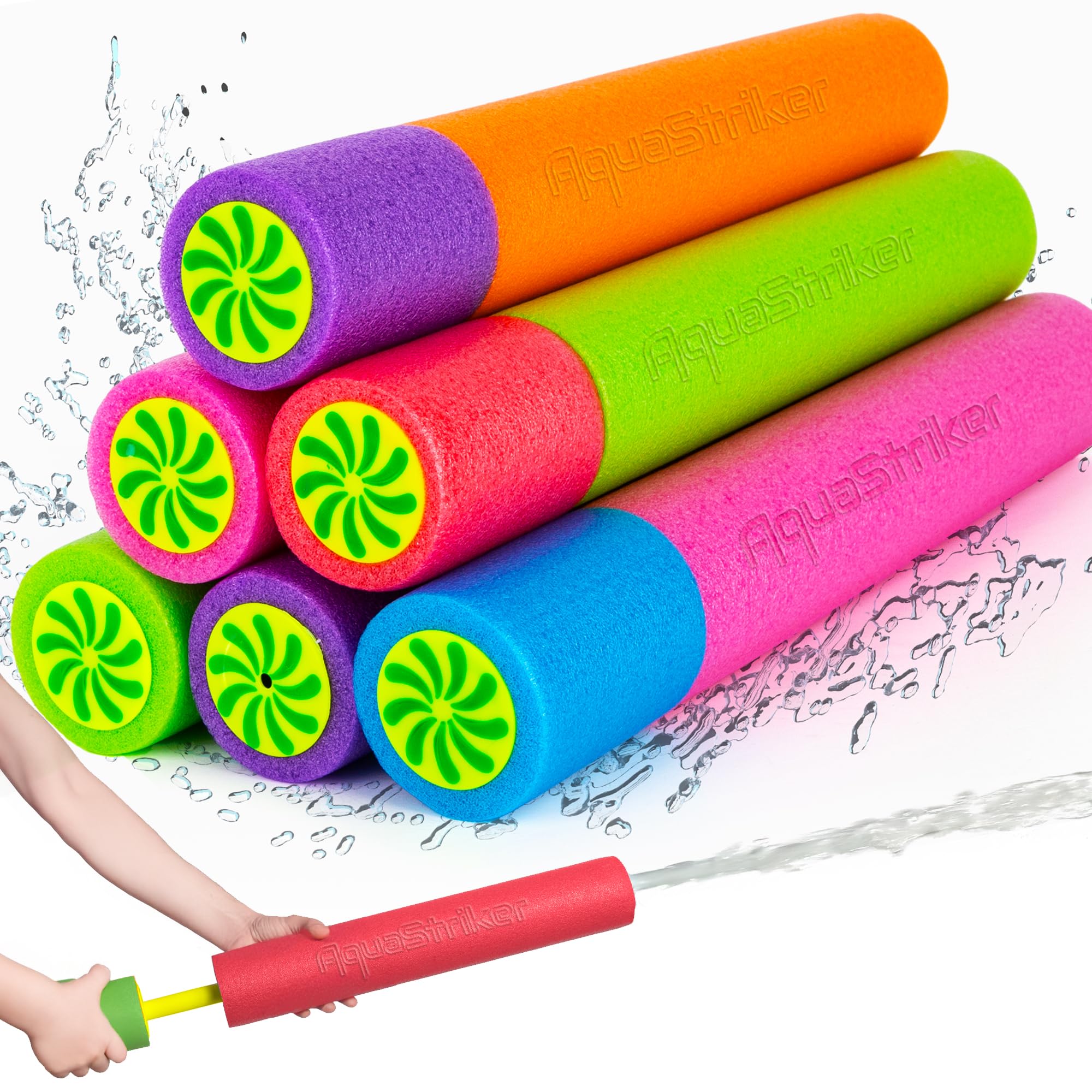 ArtCreativity Foam Water Guns for Kids - 6 Pack - Long Range Swimming Pool Noodle Water Squirter - Fun Water Blaster Fighting Game Toys - Summer Beach