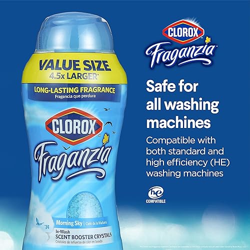 Miniatura 5 de Clorox Fraganzia - Cristales de lavado que aumentan el aroma para lavandería fresca en aroma de cielo matutino, cuentas potenciadoras de aroma