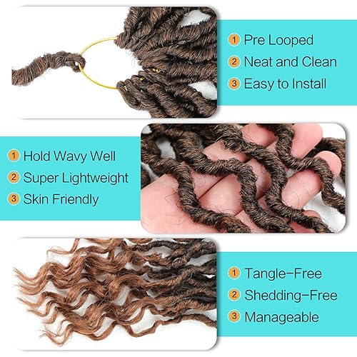 Miniatura 5 de Karida Goddess Locs - Cabello de ganchillo de 10 pulgadas, 8 paquetes de cabello de ganchillo mejorado para mujeres negras, rastas sintéticas de