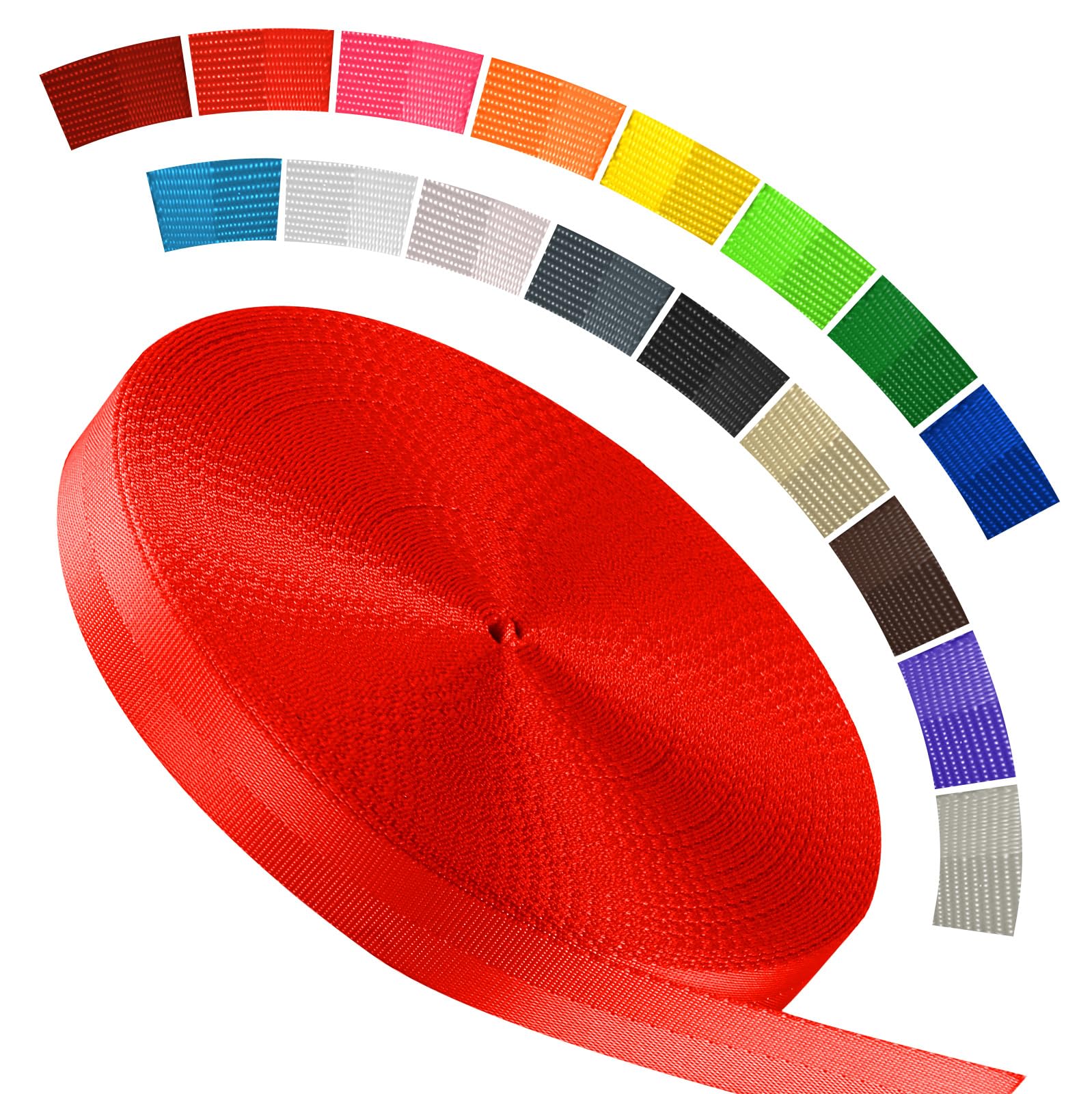 Polyester Webbing Strap 16+Colors – 1"&amp;1.5"&amp;1.9" – 16.5 25 33 55 Yards Heavy Duty Webbing Roll, Flat Webbing Strap for Indoor&amp;Outdoor Gear, DIY Crafting, Repairing