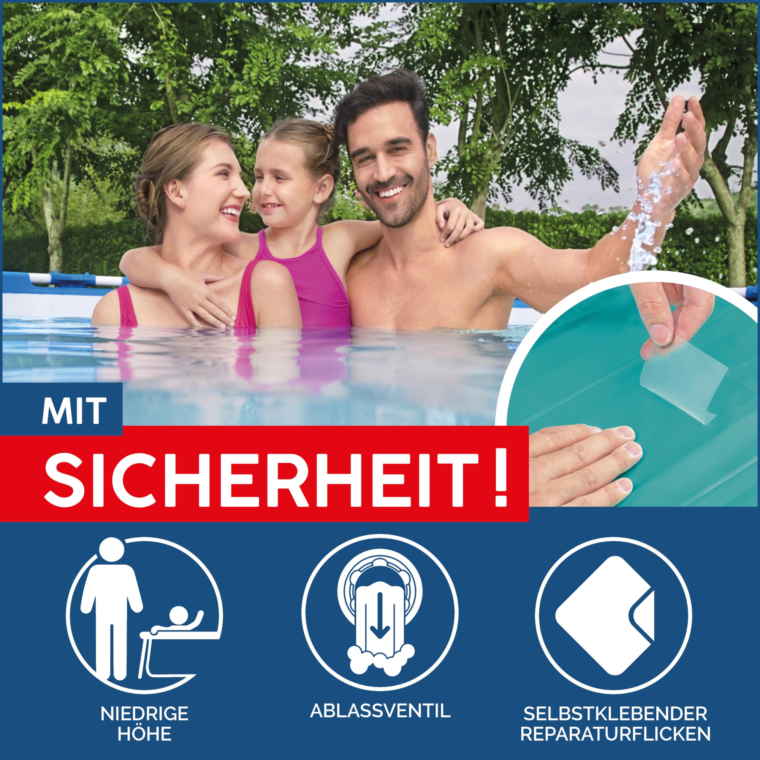 Bestway Steel Pro Frame Pool-Set Ø 396 x 84 cm mit Filterpumpe, blau, rund