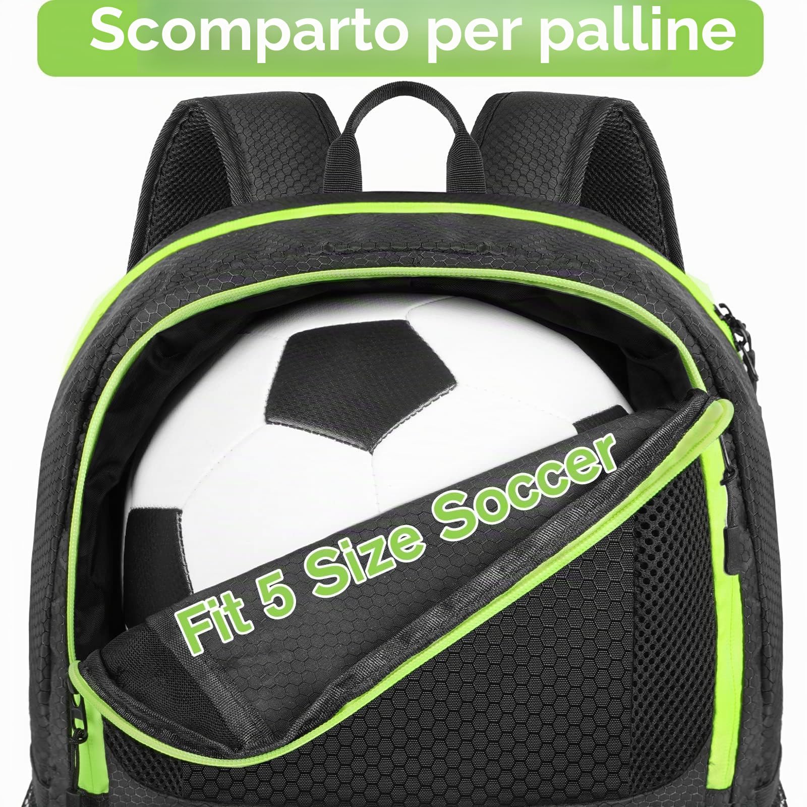 YOREPEK Sacca Zaino Calcio, Zaino Sportivo Uomo Donna con Portascarpe, Resistente all'acqua Leggero Borsa Calcio Sport Borse per Attrezzature Sportive per Accessori da Basket Pallavolo Tennis