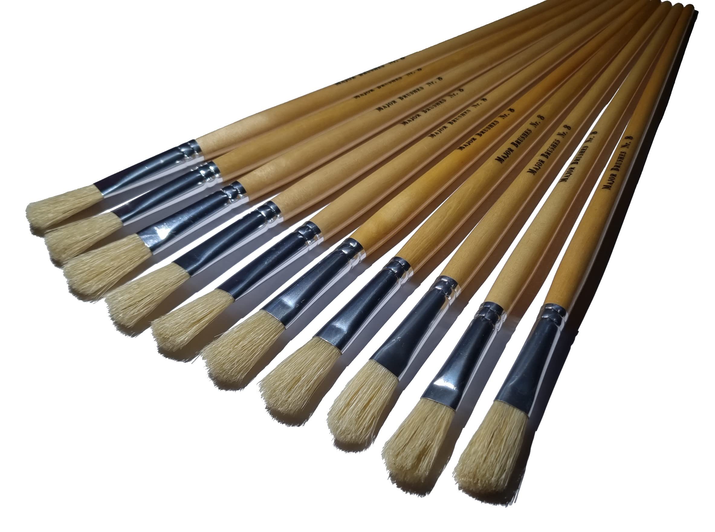 Major Brushes Hog Bristle Filbert Brushes Size 8 - Pack Of 10