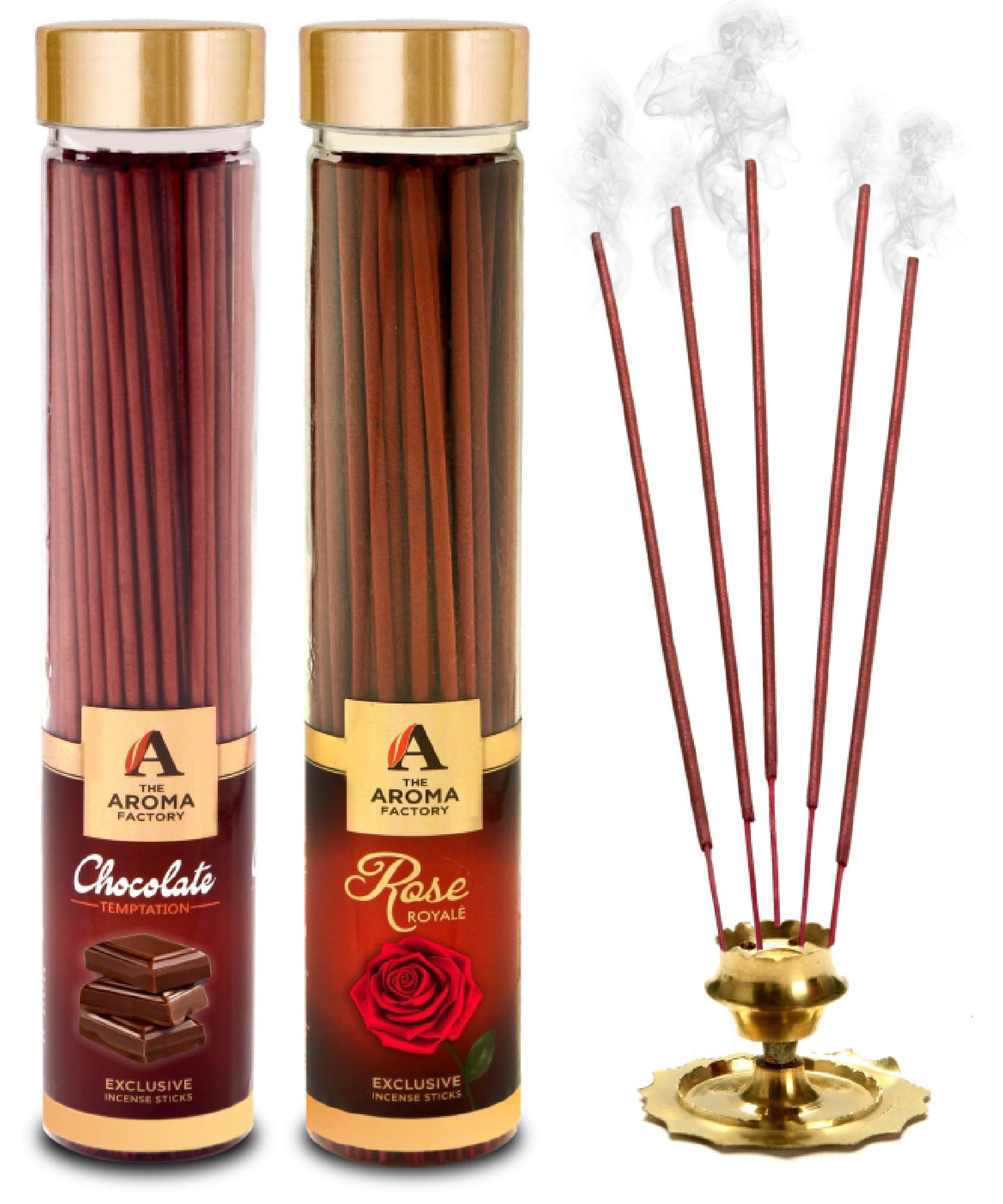 The Aroma Factory Chocolate & Rose Agarbatti (Charcoal Free & Low Smoke) Bottle Pack of 2 x 100