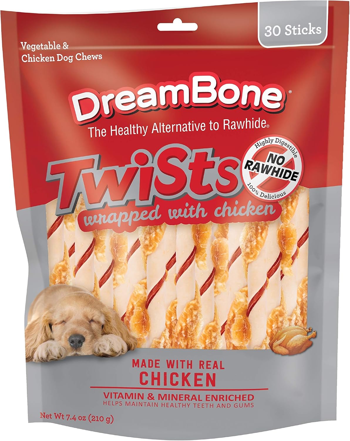 DreamBone Twist Sticks, Made with Real Chicken, 30 count