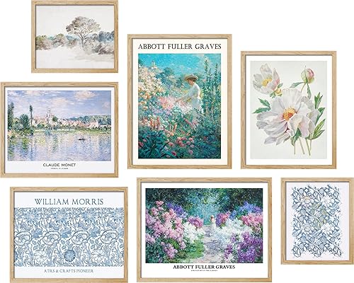 SIGNWIN Arte enmarcado para pared, collage impreso, galería, juego de 7 ilustraciones abstractas de paisaje floral silvestre, arte moderno, disponible en Yaxa Peru