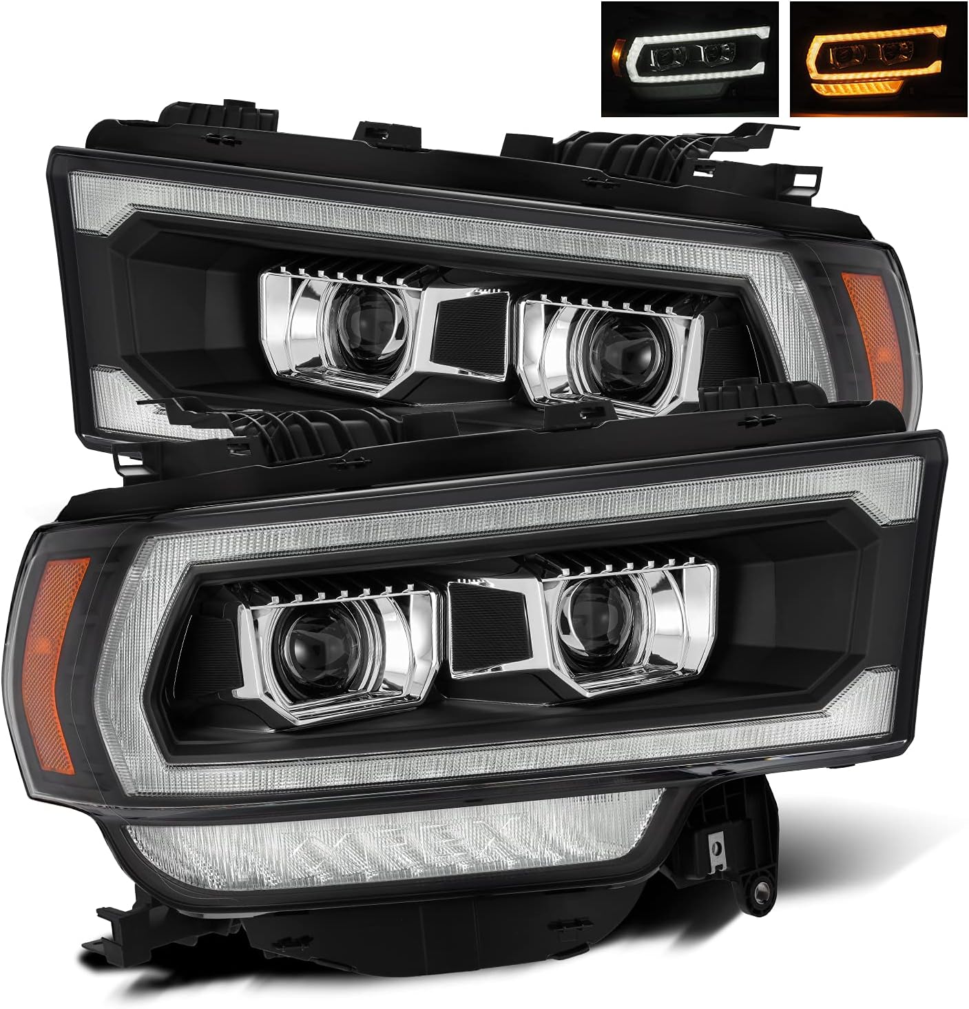 AlphaRex 19-21 Ram 2500 Luxx-Series LED Projector Headlights Black