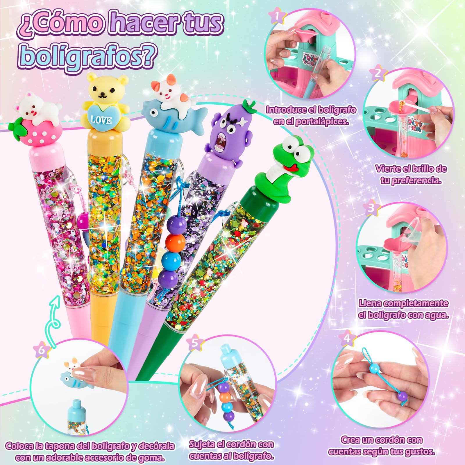 Kazzley 78+ PCS Fabrica de Boligrafos Forma de Casa, Manualidades Niñas 6 7 8 9 10 12 años, Kit de Creación de Bolígrafos Personalizables, Juguetes Regalos para Niños y Niñas en Comunión y Navidad