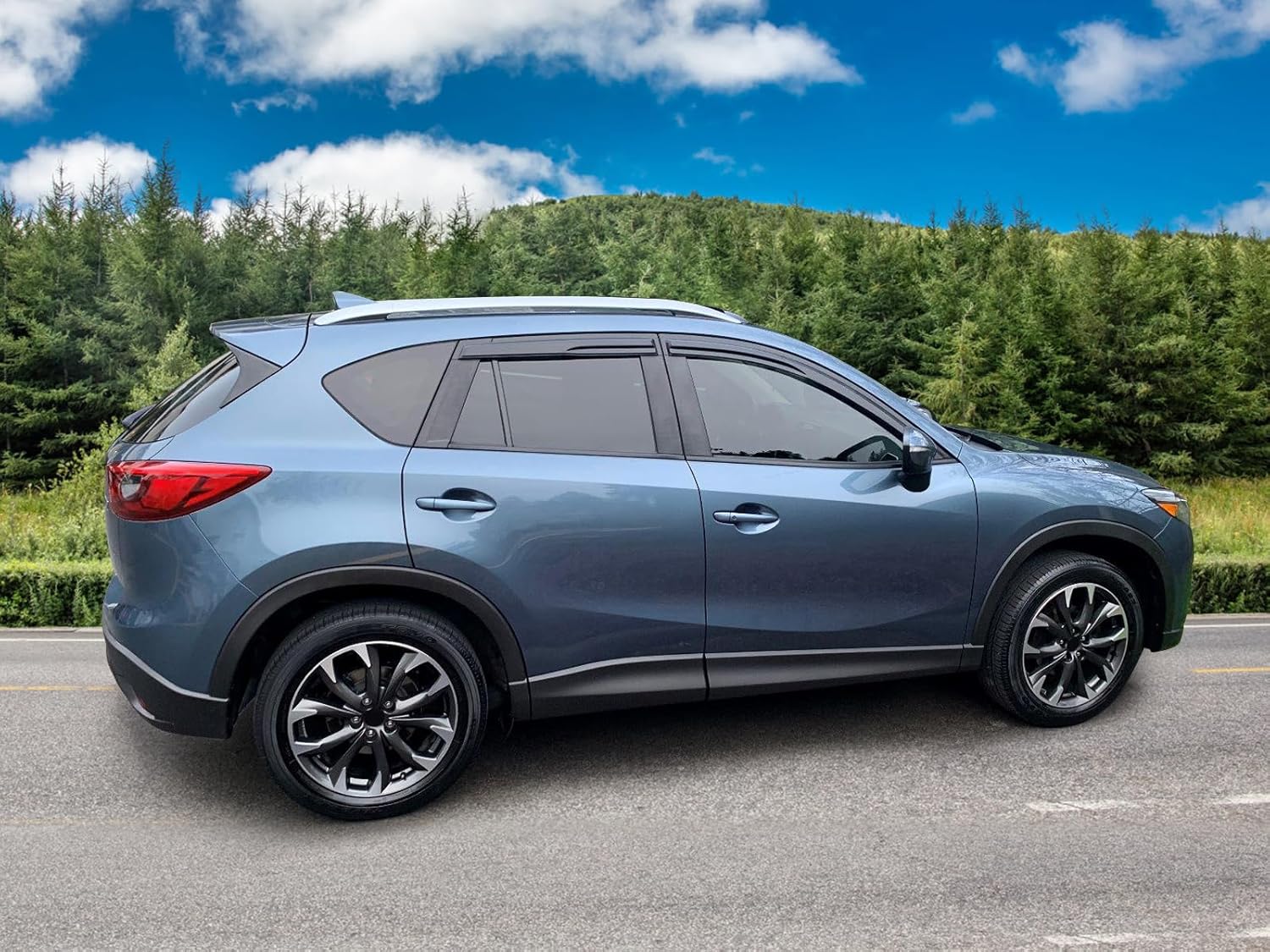 Window Visors Compatible with 2013-2016 Mazda CX-5, Smoked Aero JDM Wind Deflectors Stick On Sun Rain Wind Window Guards by IKON MOTORSPORTS, 2014 2015 2016