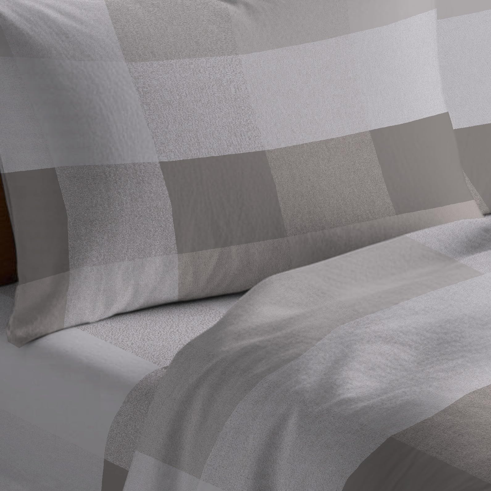 Mahome Set Completo Letto in Pregiata Flanella 100% Cotone con Trattamento Antipalline - Completo Lenzuola Caldo Cotone Morbide Artigianali Alta Qualità Made in Italy (Tartan Beige, Singolo)