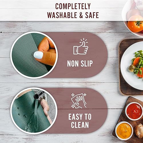 Miniatura 5 de Juego de manteles individuales y posavasos de cuero, muy duradero, PVC puro, resistente al calor, impermeable, lavable, fácil de limpiar, manteles