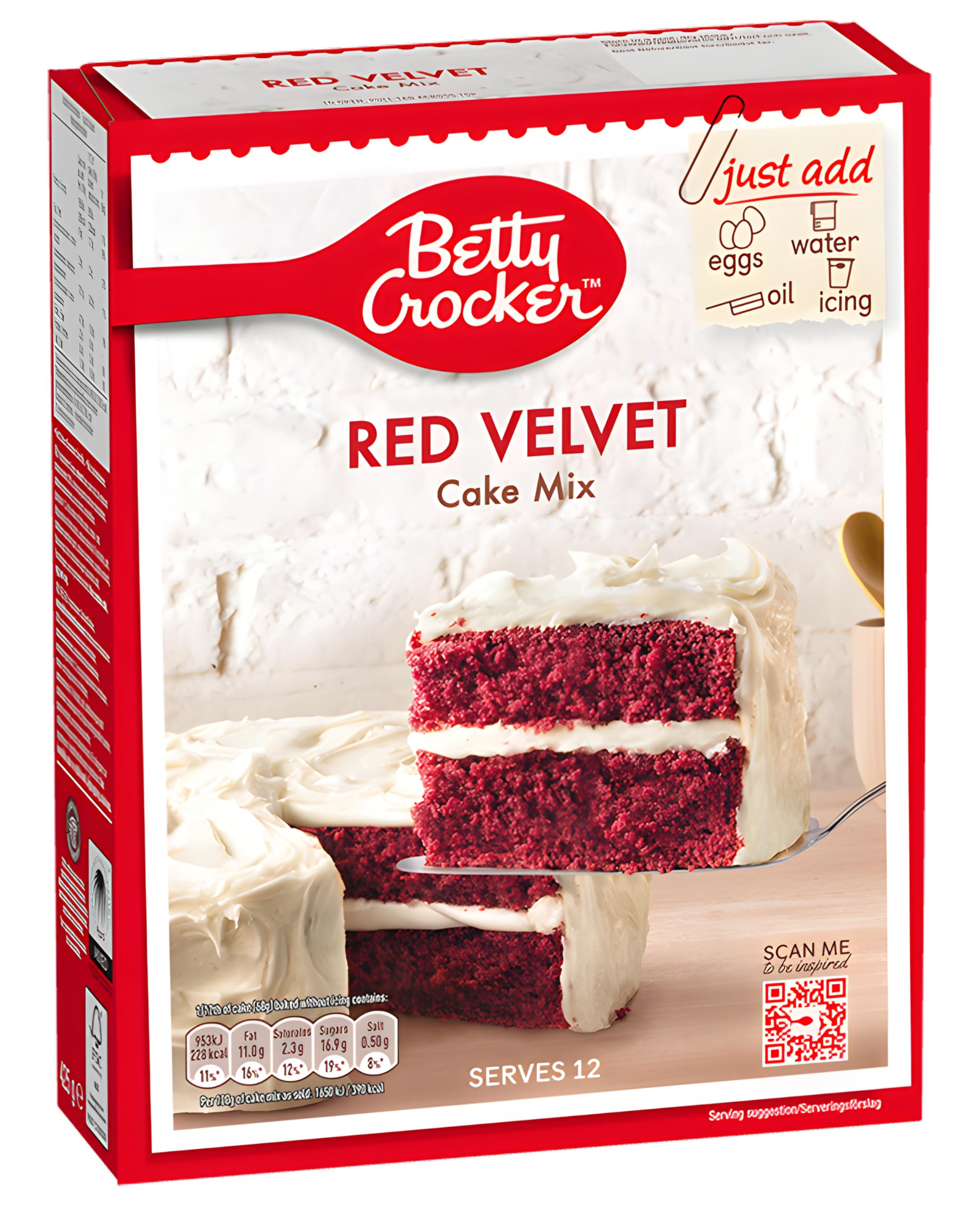Betty Crocker Red Velvet Cake Mix, Mezcla para Pastel, 12 Porciones