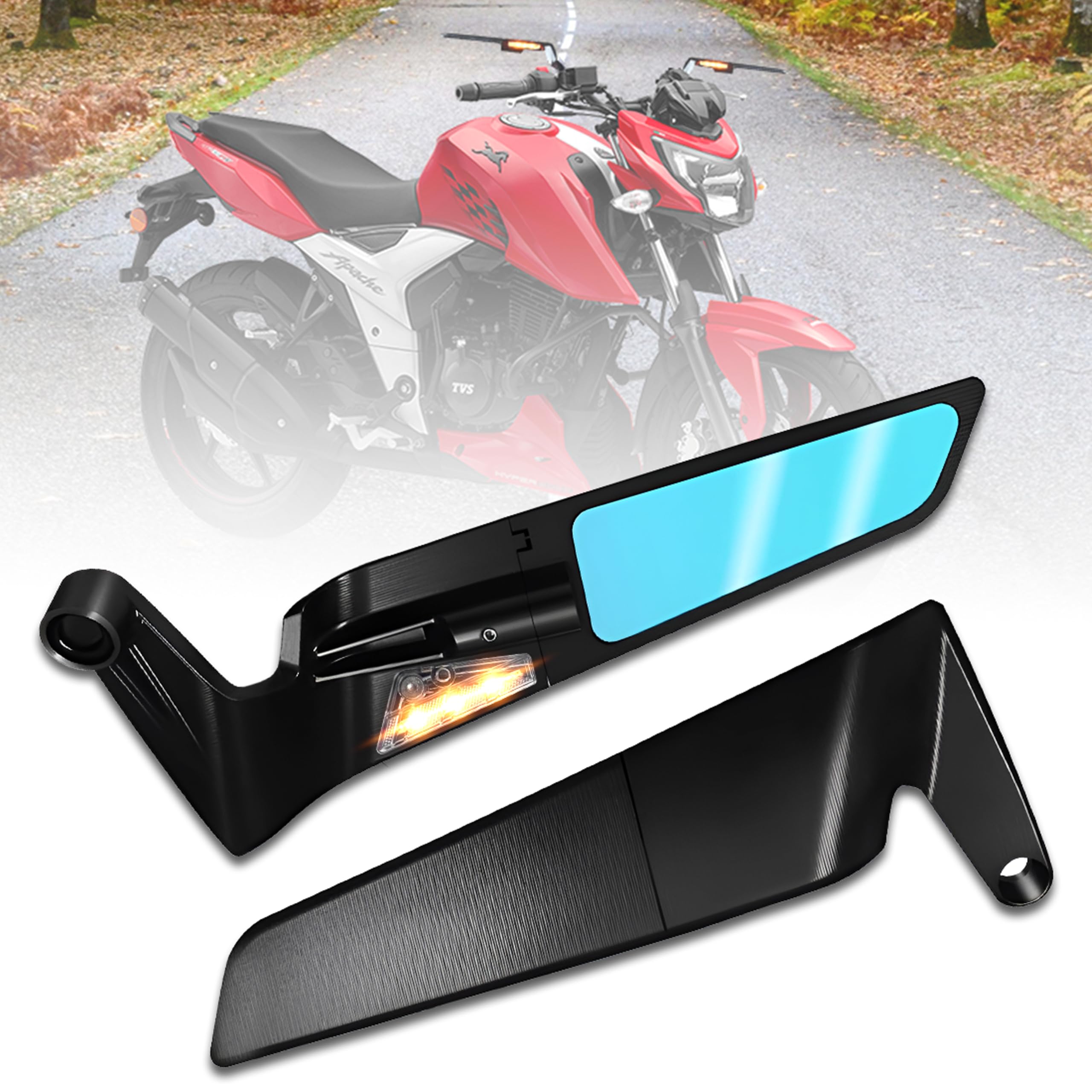 MIKANIX Bike Rear View Side Handle Bar York Nut Fitting Mirror
