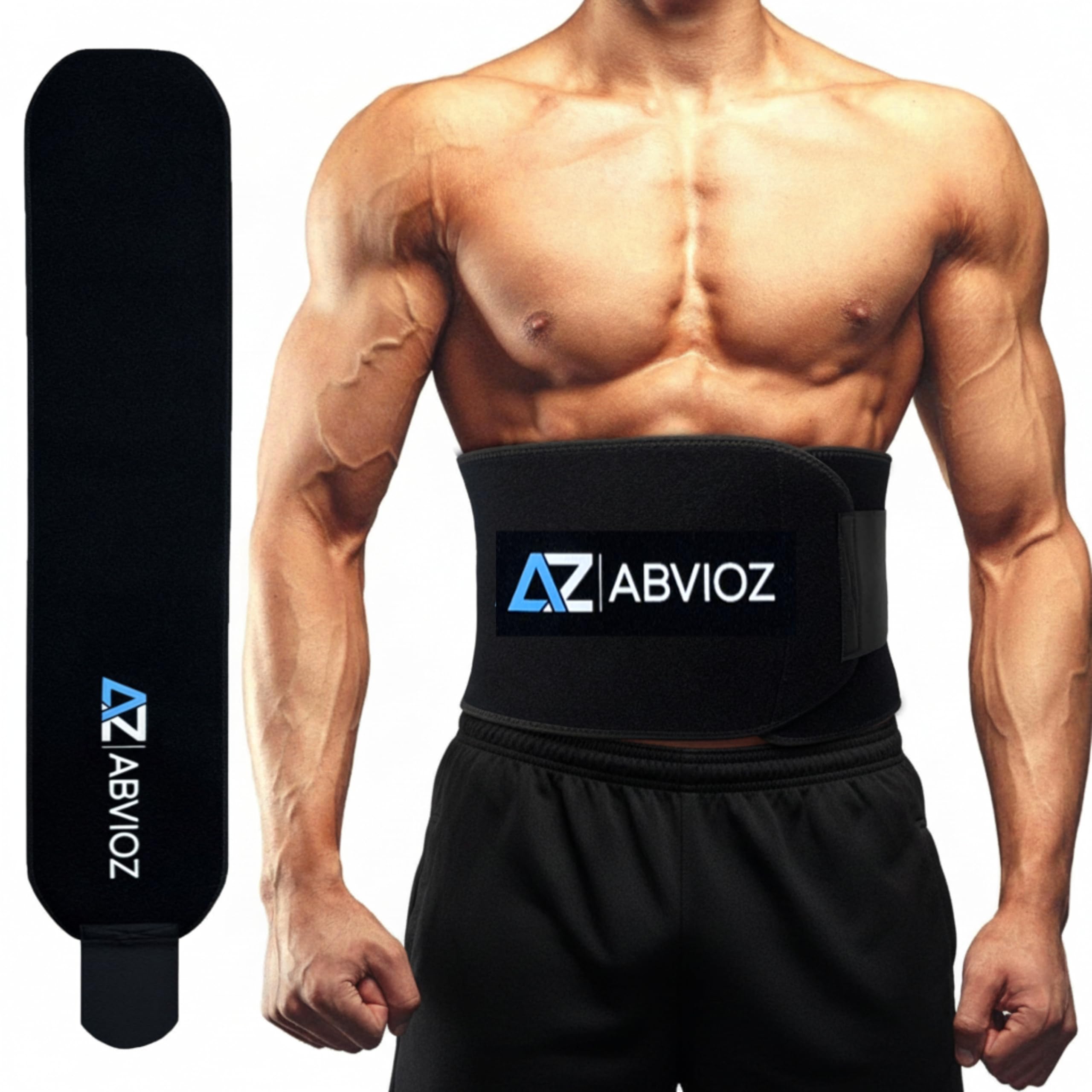ABVIOZ Waist Trimmer Belt for Men and Women Gym Sweat Belt Neoprene Black-picture-24