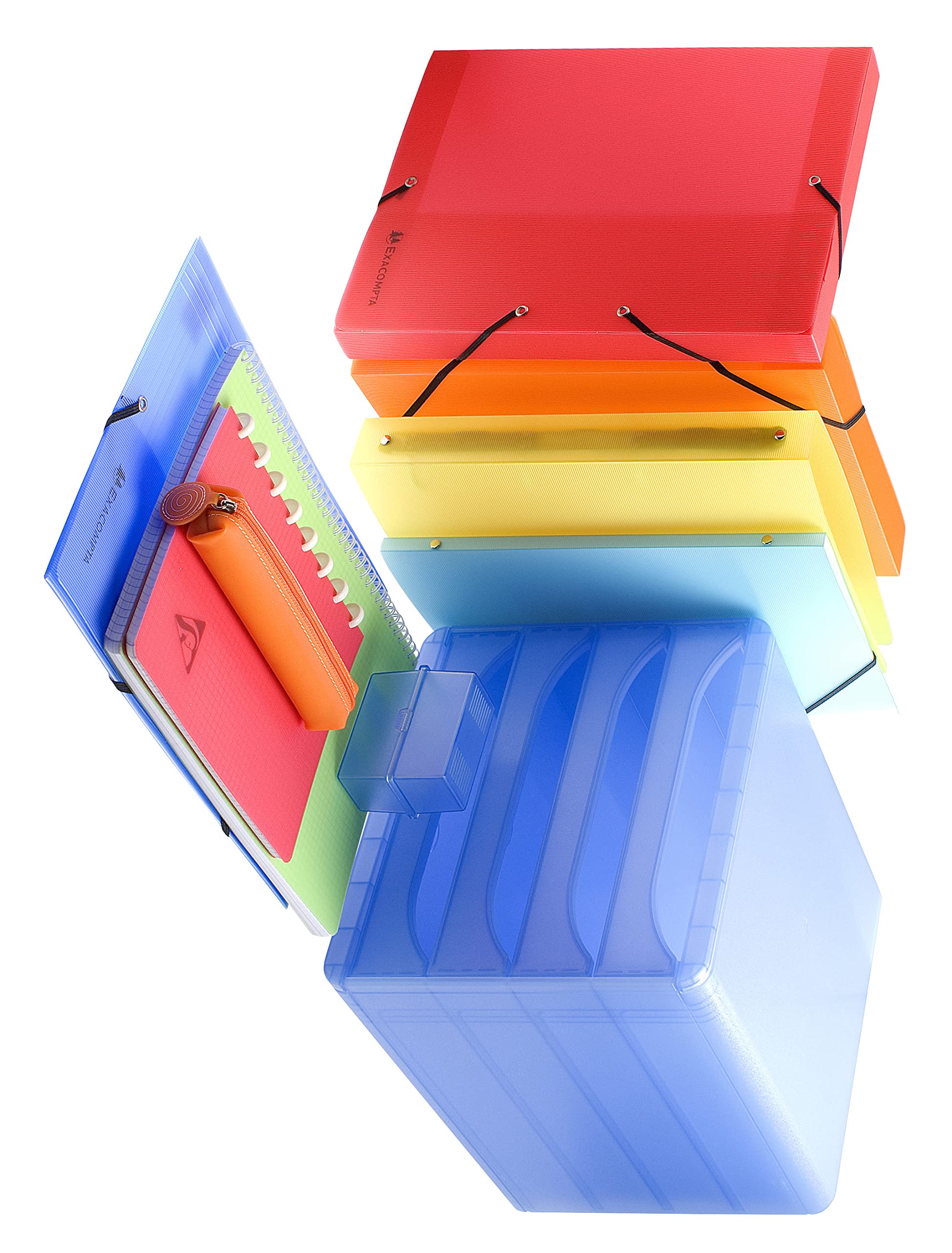 Exacompta 55877SE Packung (mit 10 Sammelmappen Linicolor, mit 3 Klappen, Gummizug, aus festem PP, DIN A4, 21 x 29,7 cm) 10er Pack farbig sortiert