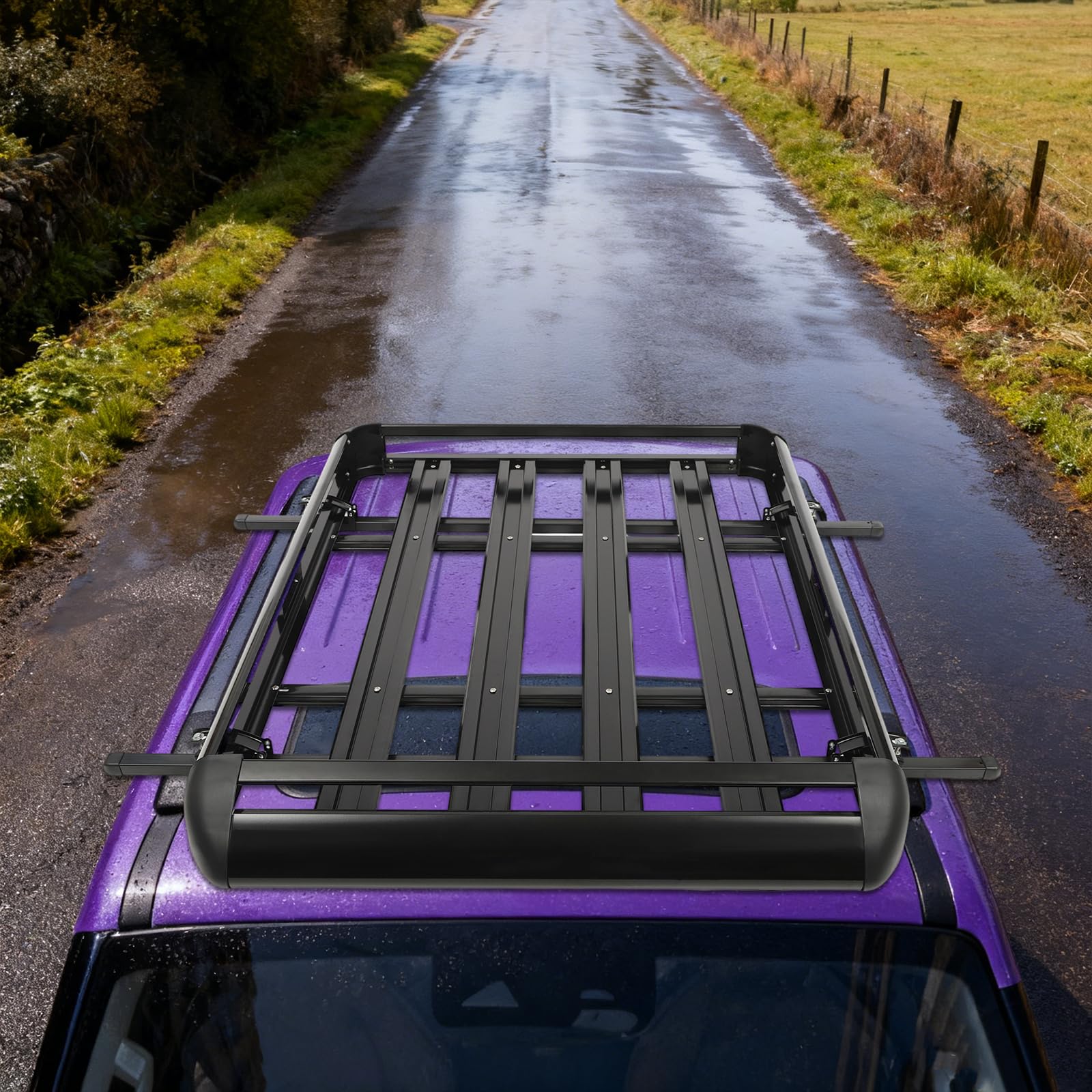 Universal Dachgepäckträger Auto Aluminium Dachkorb 150kg Tragfähigkeit Schwarz Einstellbare Breite für SUV Modelle Dachträger 160cm Gepäckträger für Auto Offroad Frachtkorb (160 * 100CM)