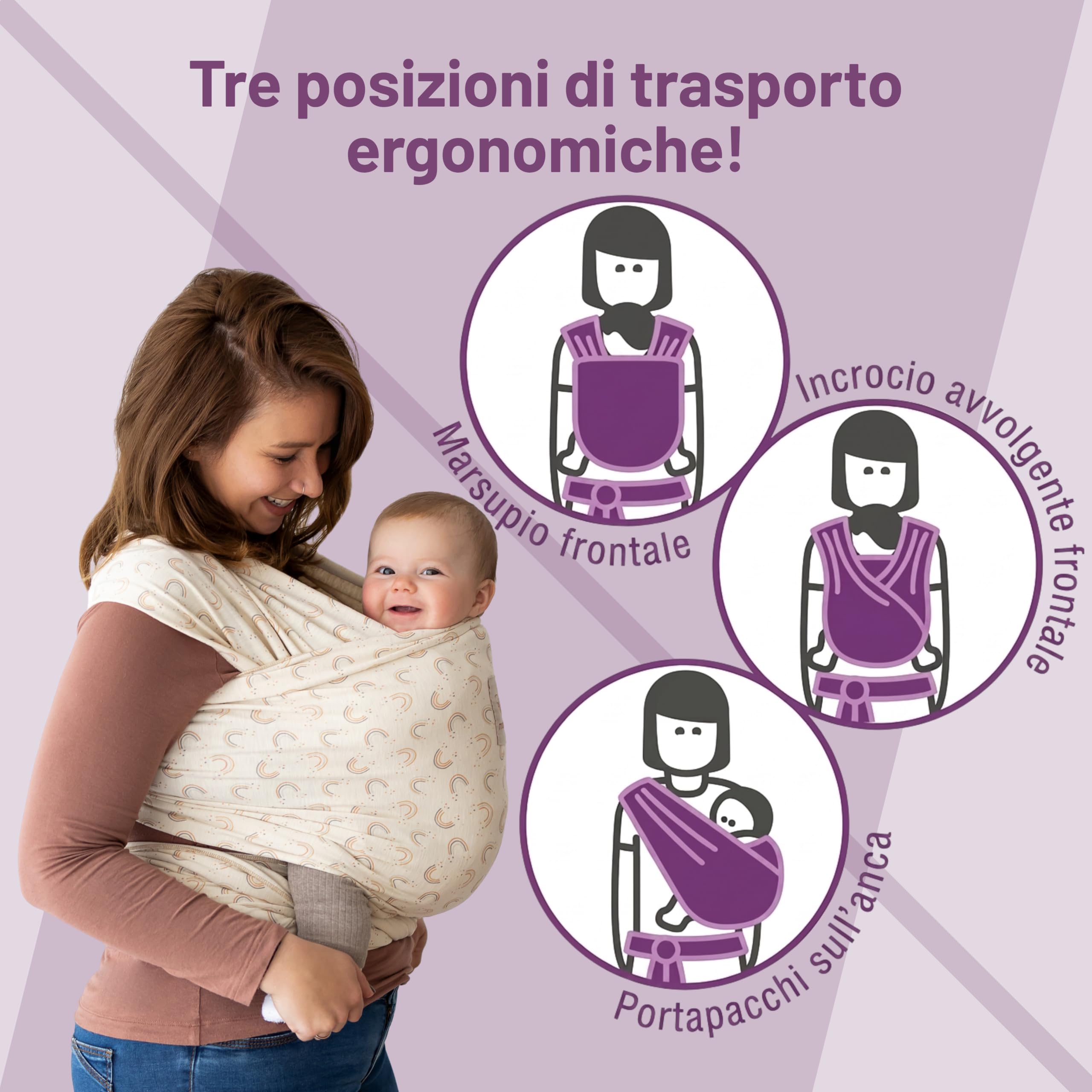 manduca Sling - Fasciatoio Neonato - Marsupio Elastico e per neonati dalla nascita fino a 15 kg - Puro cotone biologico - Leopardo