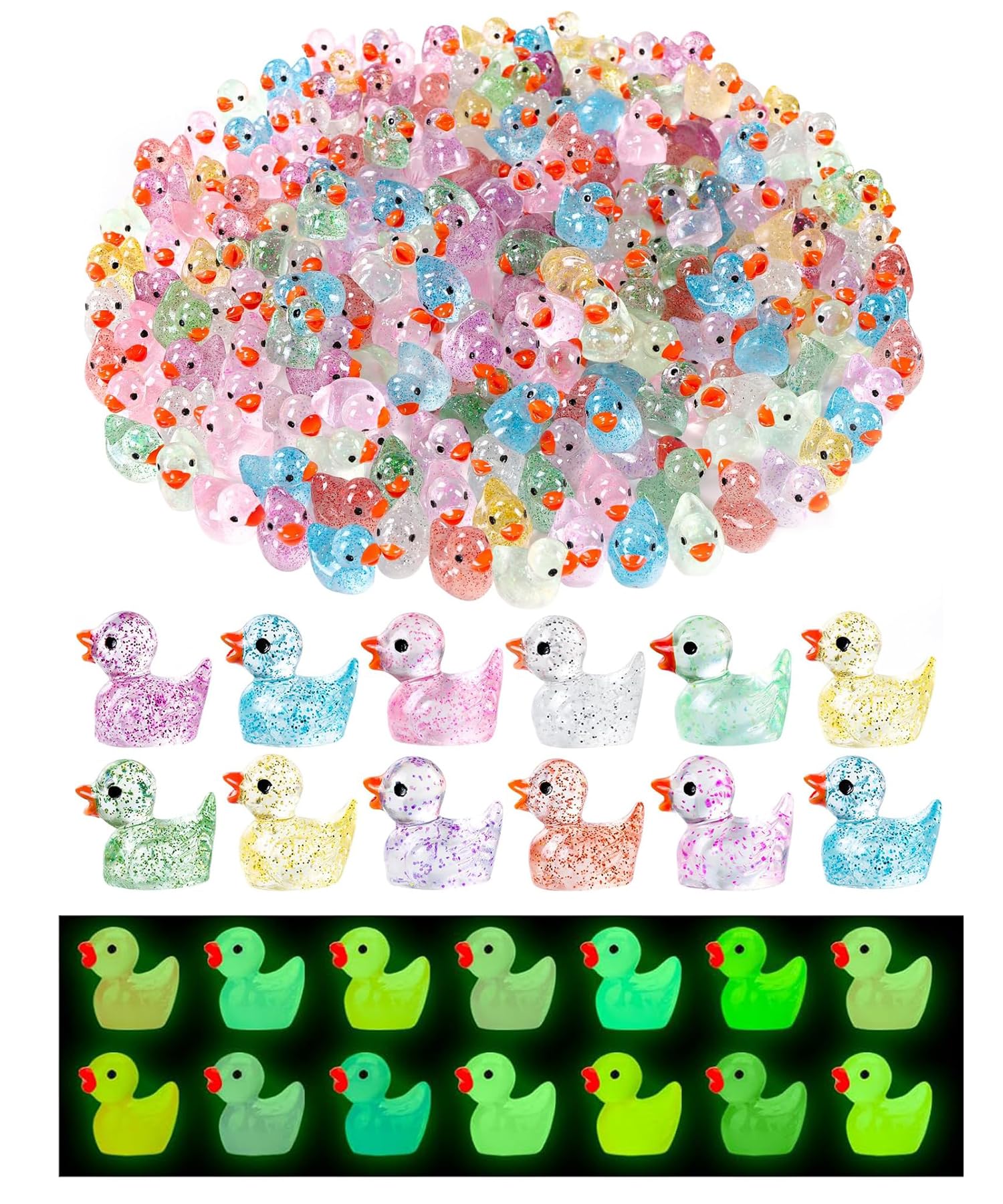 Lot De 120 Mini Canards En Résine – 6 Couleurs – Figurines Tiny Pour Décoration Jardin, Maison De Poupée, Aquarium, DIY – 1,7 Cm