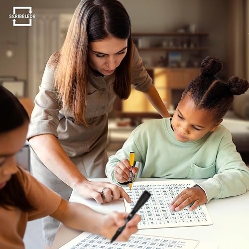 Miniatura 8 de SCRIBBLEDO Tabla de números de borrado en seco de 9 x 12 pulgadas, pizarra blanca para profesores, estudiantes, 100 para primer grado, aula, niños,