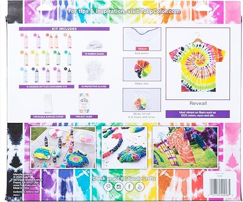 Miniatura 3 de Tulip Kit de teñido anudado de un solo paso para 5, actividades de fiesta grande, regalo de artes y manualidades, colores vibrantes, tinte de tela