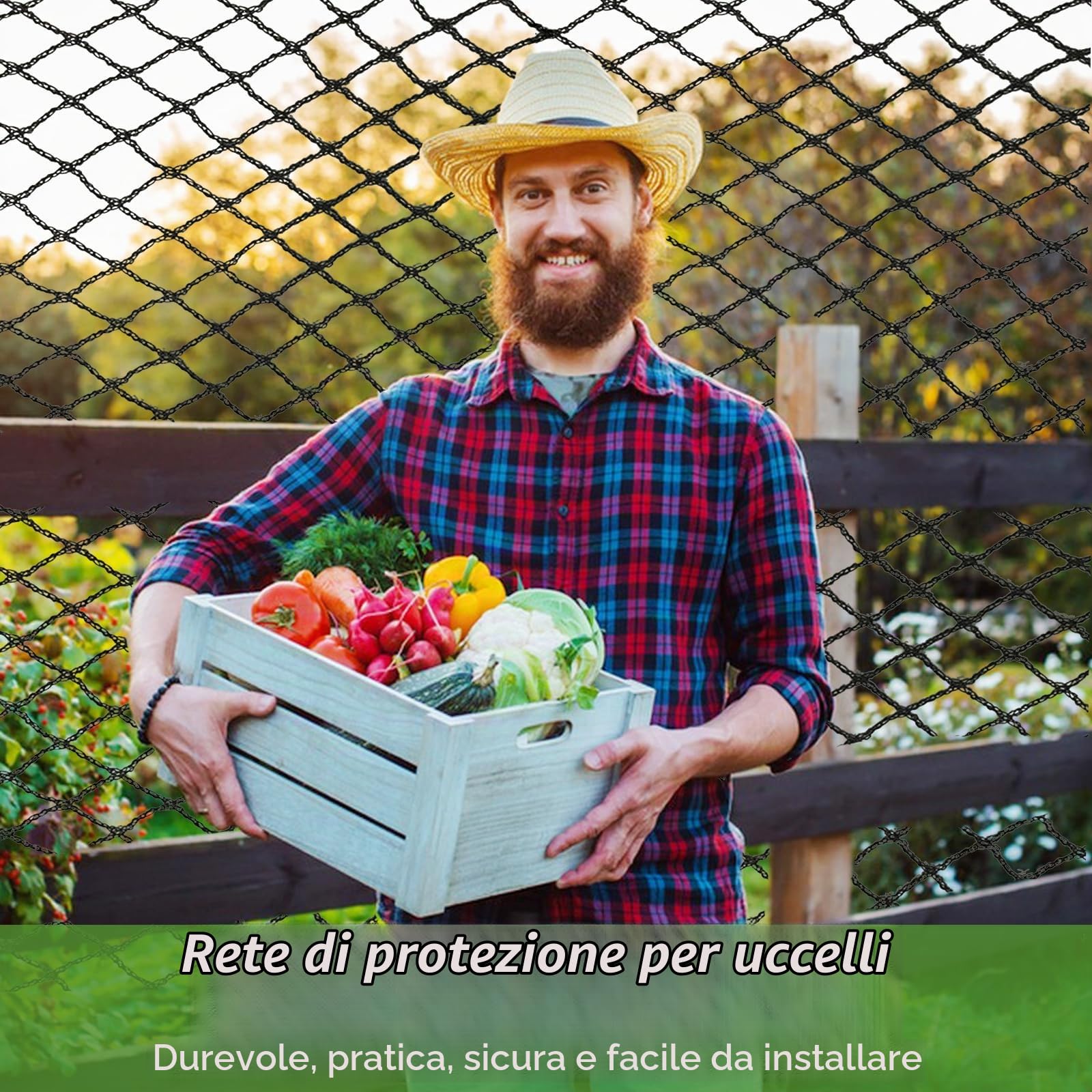 Rete Anti Uccelli Giardino - Maglia 1.5cm Protezione Piante Difesa Uccelli previene efficacemente i disturbi aviari ideale per giardinieri hobbisti coltivatori e balconisti (6 * 12M-15MM)