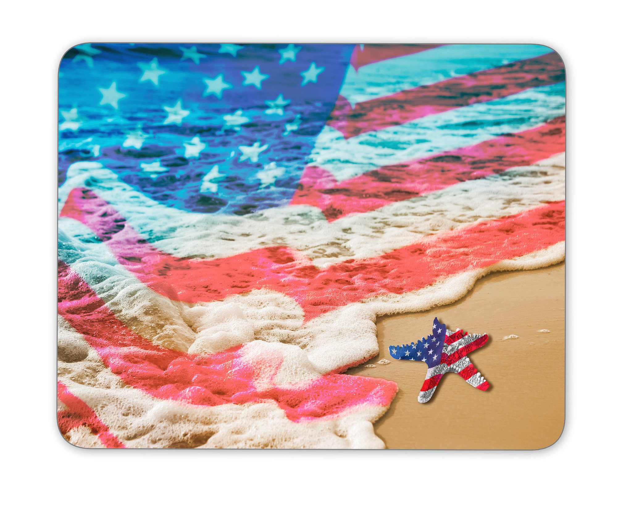 Starfish with USA flag on the sandy beach for Labor day concept mouse pad, Natural Rubber Mouse Pad, Quality Creative Wrist-protected Wristbands Personalized Desk, Mouse Pad (9.5 inch x 7.9 inch)