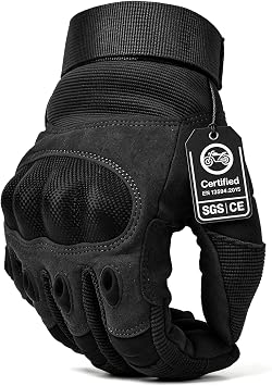 Motorcycle Gloves for Men, Summer Touch Screen Glove with Hard Knuckles, Protective Gloves for Airsoft Motocross Scooter Moped ATV Paitball Mountain Bike