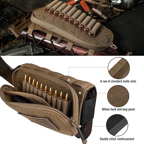 Miniatura 9 de PETAC GEAR Rifle táctico Buttstock Packsoporte de carcasa ajustable bolsa de descanso mejillas para acción prolongada..