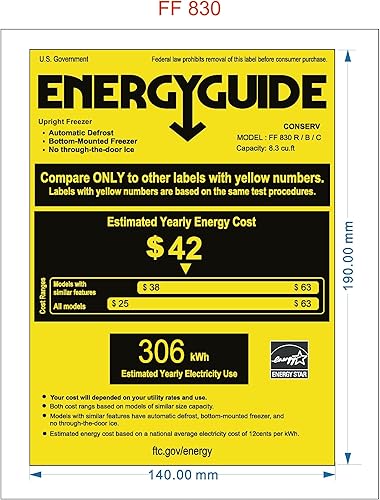 Vista 3 de Conserv 8.3cf Classic Retro Vertical Congelador Frost Free 24" 110V w/6 Cajones (negro)