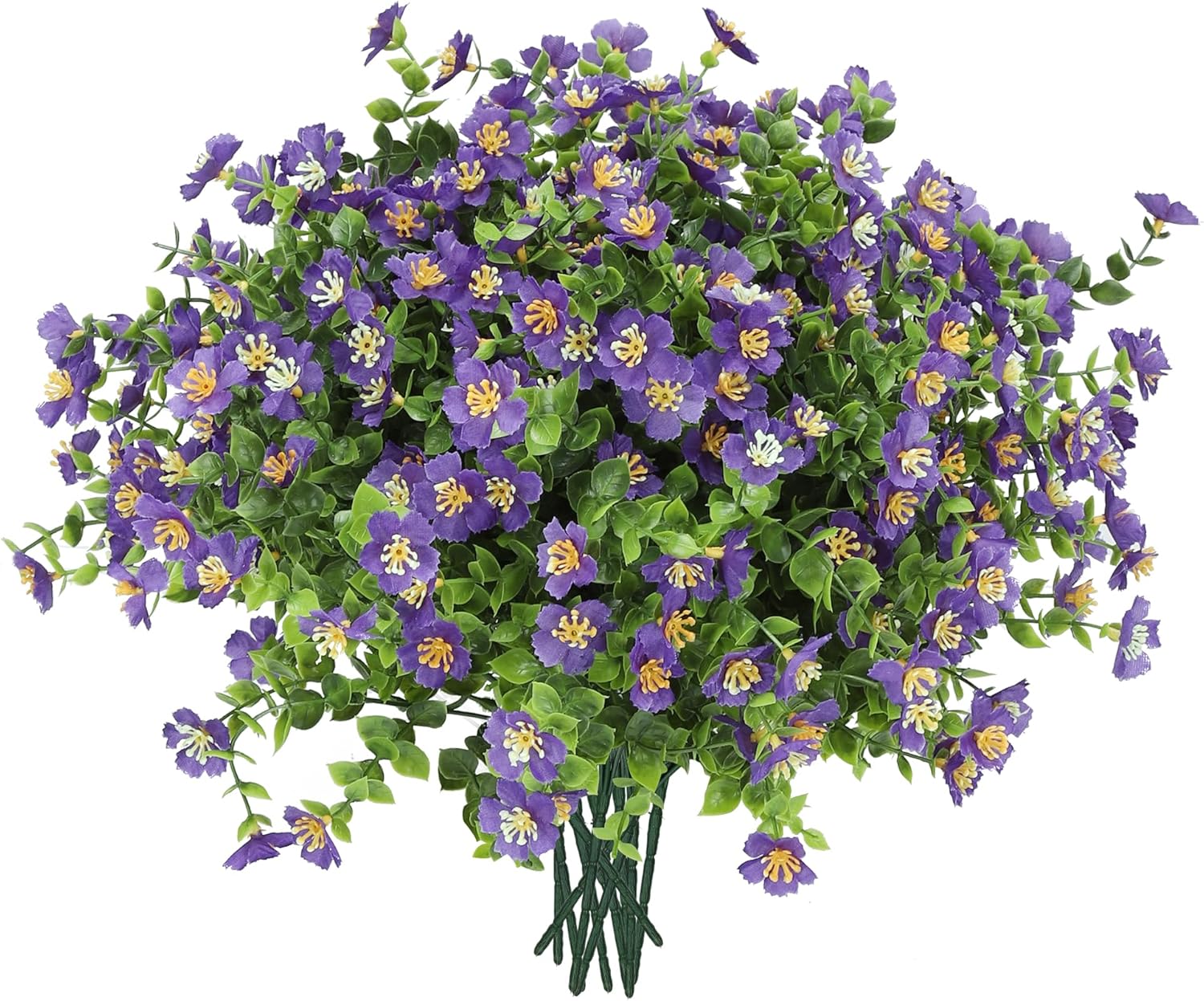 Fake Garden Flowers, 12 Bundles Artificial Flowers for Outdoor Front Porch Home Kitchen Bedroom Garden Patio Festival Decoration -Purple