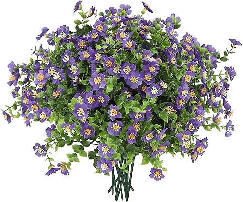 FERLLY 12 paquetes de plantas falsas para interiores, flores artificiales para exteriores, porche, hogar, cocina, dormitorio, jardín, patio,