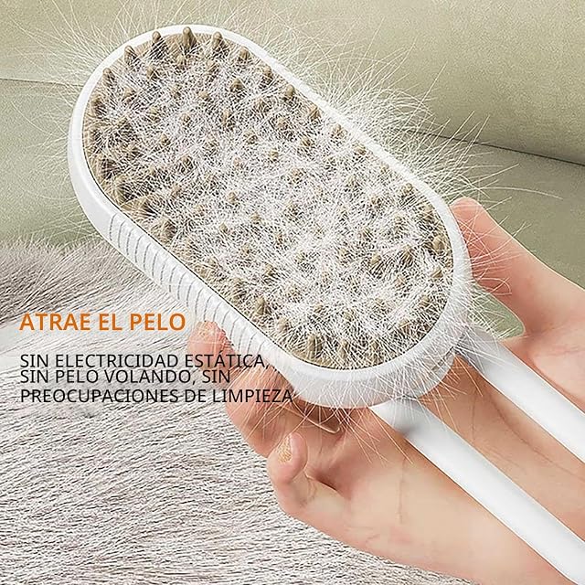 Foto 6 de 7 de HINNVCL Peine 3 en 1 para gatos y perros, cepillo de vapor y agua con masaje eléctrico de aseo