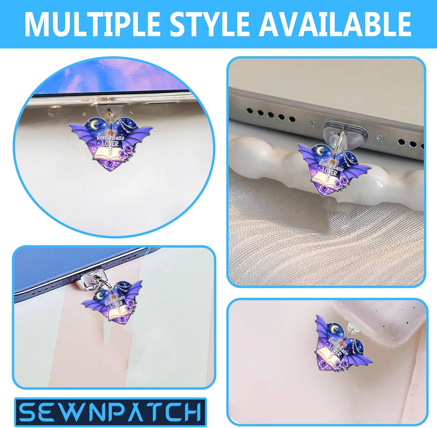 SEWOPEW Romantasy Lover Sword Book Dust Plug Charm, Bookish Acrylic Kindle Charm, Size 1.5" Acrylic Dust Plug Charm Type C or Lightning, Aesthetic DIY Accessories Gifts for Book Lover (Type-C) image 5