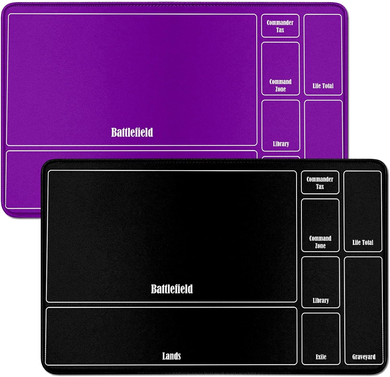 for MTG Card Playmat TCG Playmat Desk Mats 24 X 14 Inch, Stitched Playmat for Commander Board RPG CCG Game Magic The Gathering, Play Mat for Card Game Playing Accessories, Black & Purple