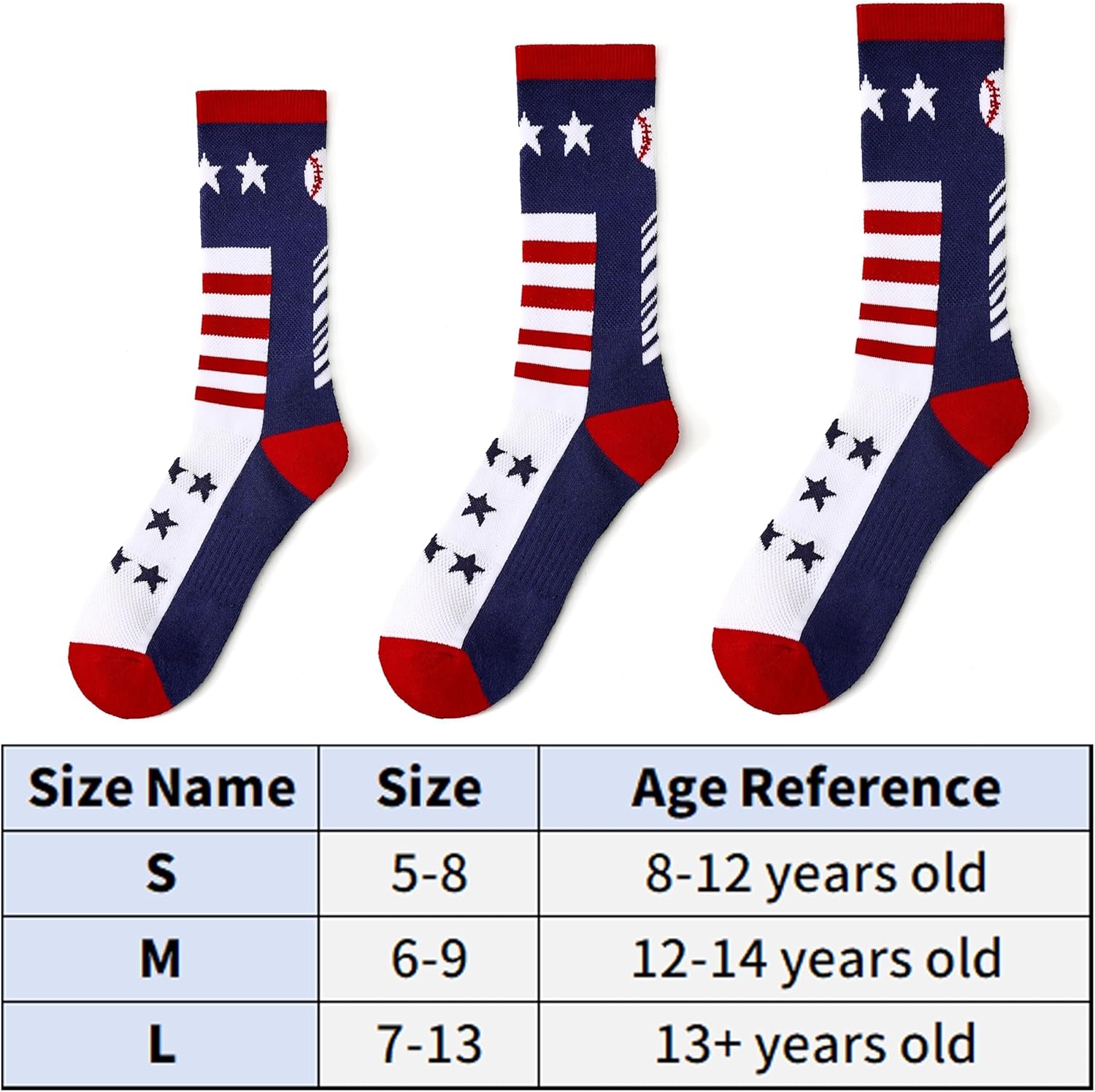 Moyel Sports Socks for Boys Kids 8-12 12-14 Athletic Socks for Kids Crew Socks for Boys Baseball Gifts - Image 4