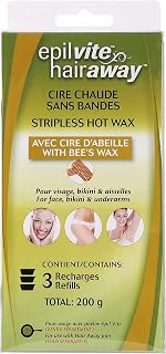 Epil-Vite/Hair Away - Hot Wax with Bee's Wax - 3 Refills, Total 200g