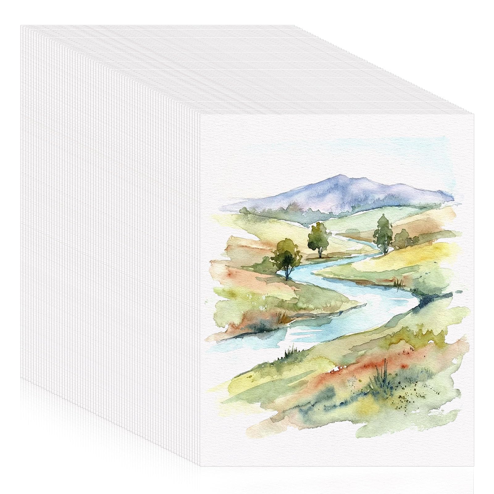 120 fogli di carta grande per acquerelli, 63,5 kg/300 g/m², carta bianca per acquerelli, studenti, adulti, artisti, biglietti regalo (28 x 35,6 cm)