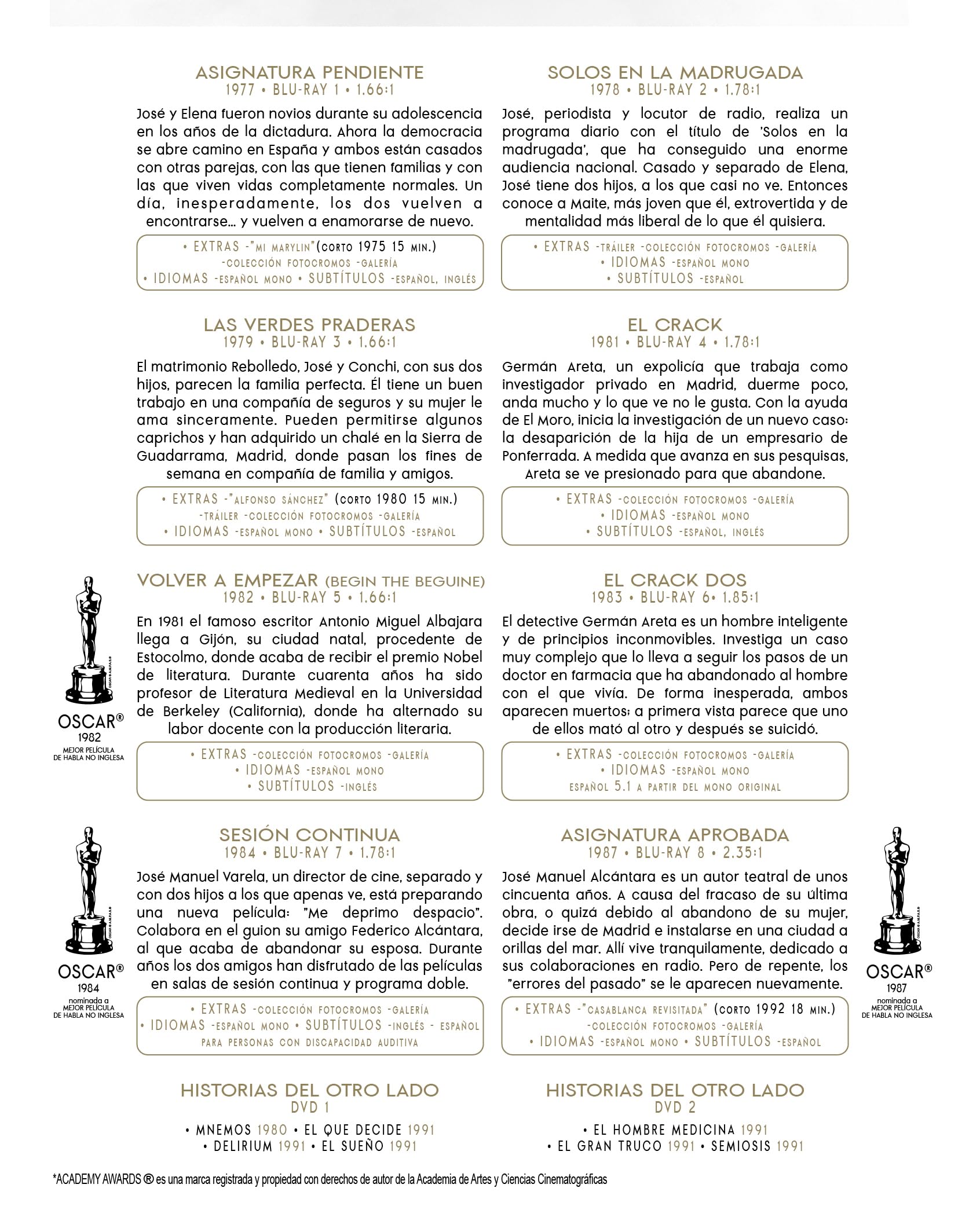 Jose Luis Garci - Edicion Coleccionista (1977-1992): Pack 8 Peliculas (Blu-ray) + Tv Serie: Historias Del Otro Lado (6 capítulos) (DVD) + Libro 330 Páginas