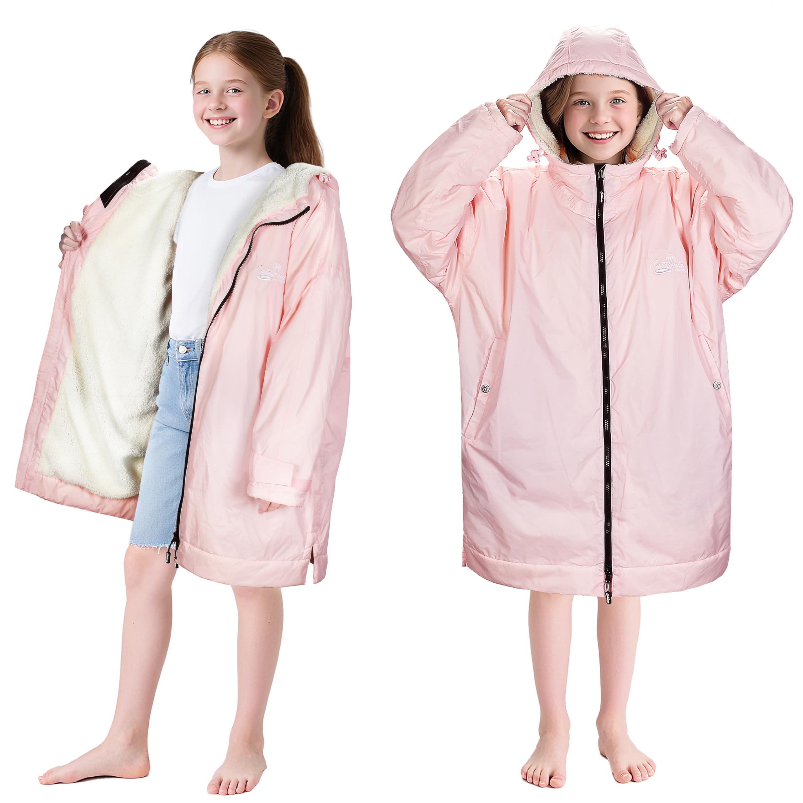 Catalonia Classy Waterproof and Windproof Schwimmen parka für Herren, Damen, Erwachsene, Warme Changing Robe für Camping, Surfen und Schwimmen, Blau
