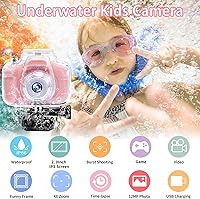 Vista 3 de Cámara digital impermeable para niños, cámara digital impermeable para niños, pantalla IPS de 2 pulgadas, 1080P HD, cámara de acción de video