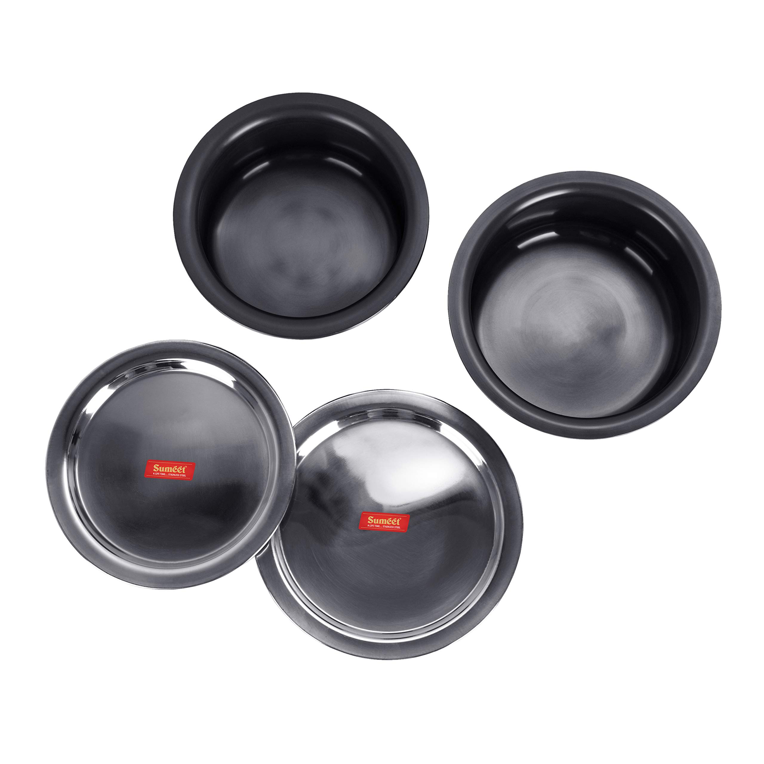 Sumeet Aluminium 3Mm Thick Hard Anodized Tope Set Of 2 Pc With S.S. Lid Size No.09 (0.5 Liter), No. 10 (0.9 Liter), Black 4