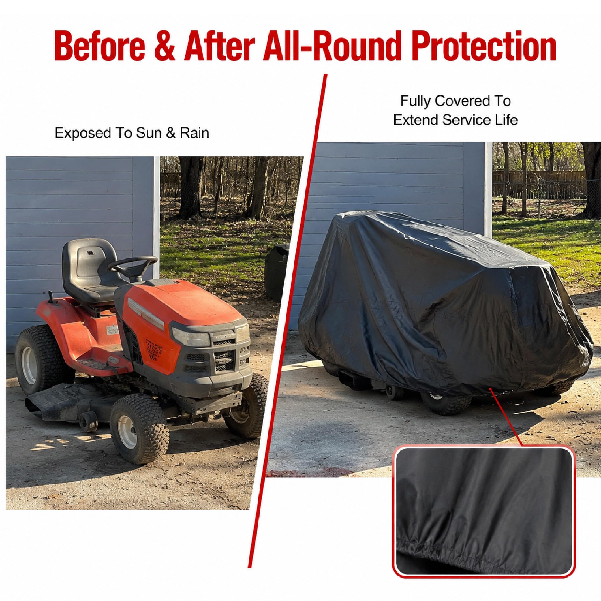 Lawnmower Cover para Efco EF 106 2020-pr 41", Cubierta Impermeable y Anti UV para Tractor Cortacésped, Ligera Plegable con Bolsa