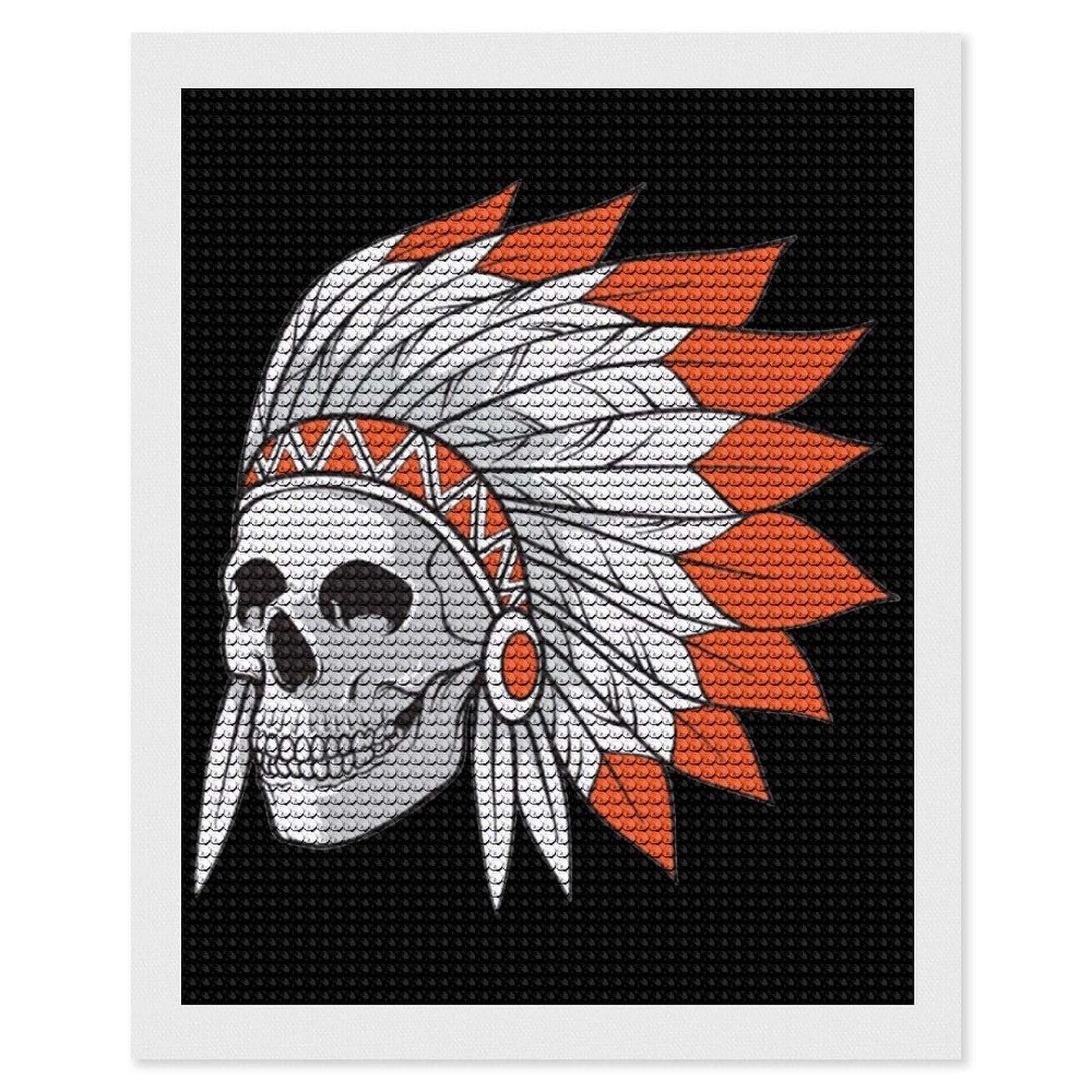 Nclqvjxzkhw Style Indian Skull Diamond Art Painting For Adult Round Diamonds Pictures Arts Crafts Home Wall Decor 16"X20"