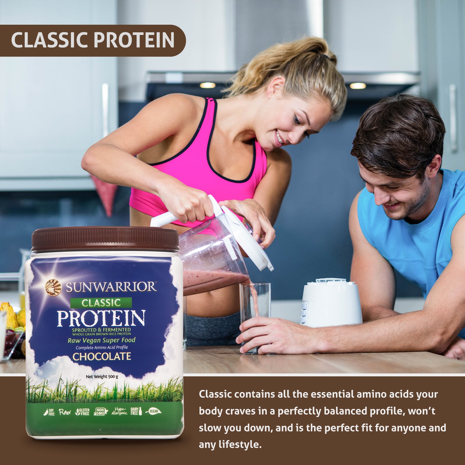 Sunwarrior Proteina Vegetale Cioccolato - 500 g