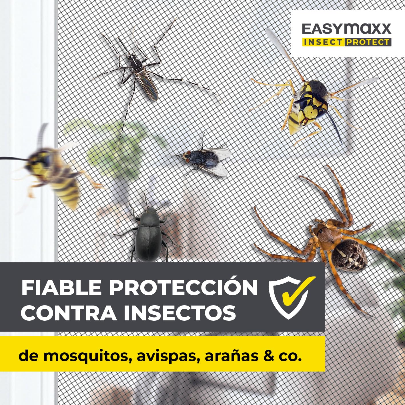 EASYmaxx Insect Protect | Mosquitera telescópica | Para la ventana | Con marco premontado | Mosquitera extensible | Red integrada | Blanco | Set de 2
