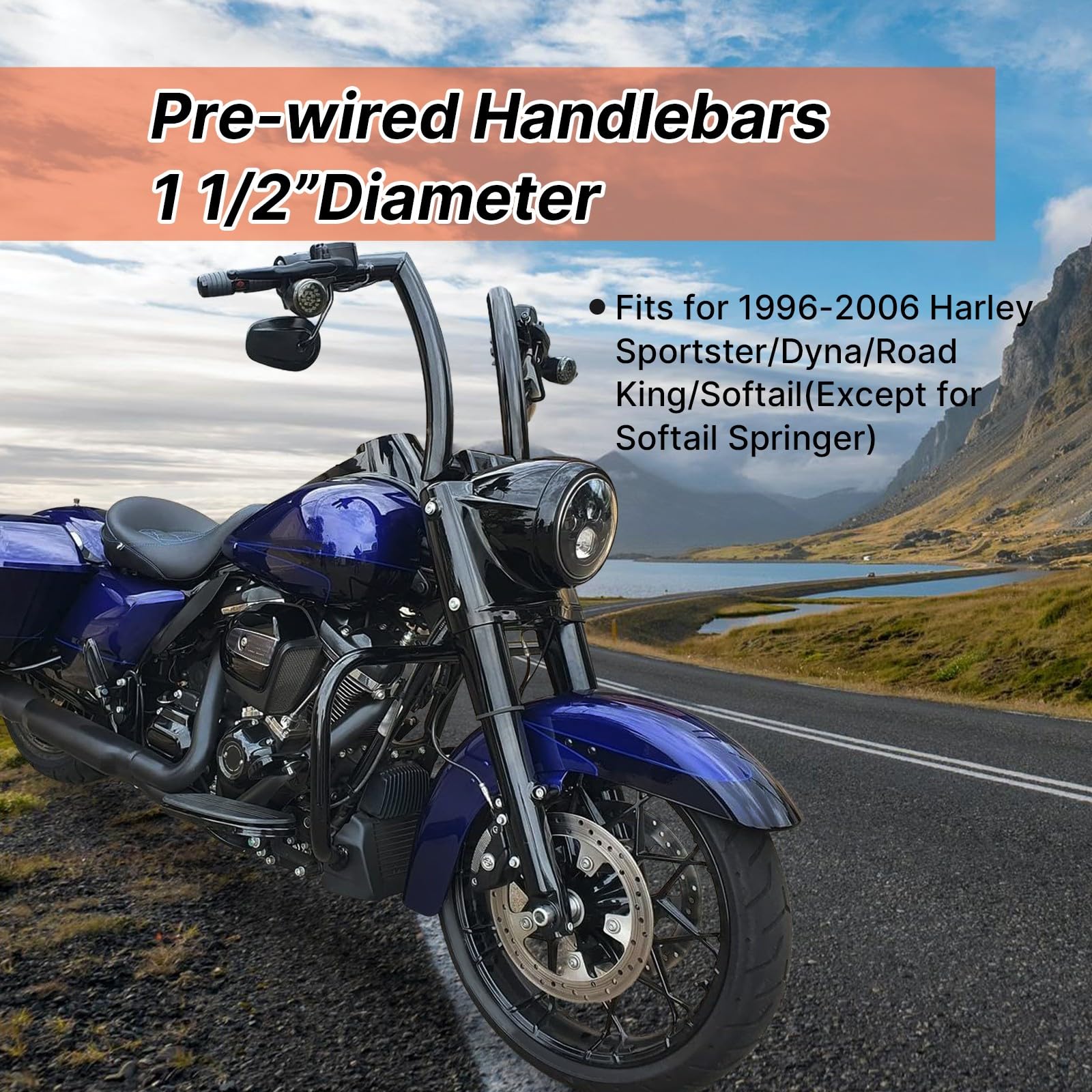 Harley Handlebars Prewired 14\, image size:1600x1600