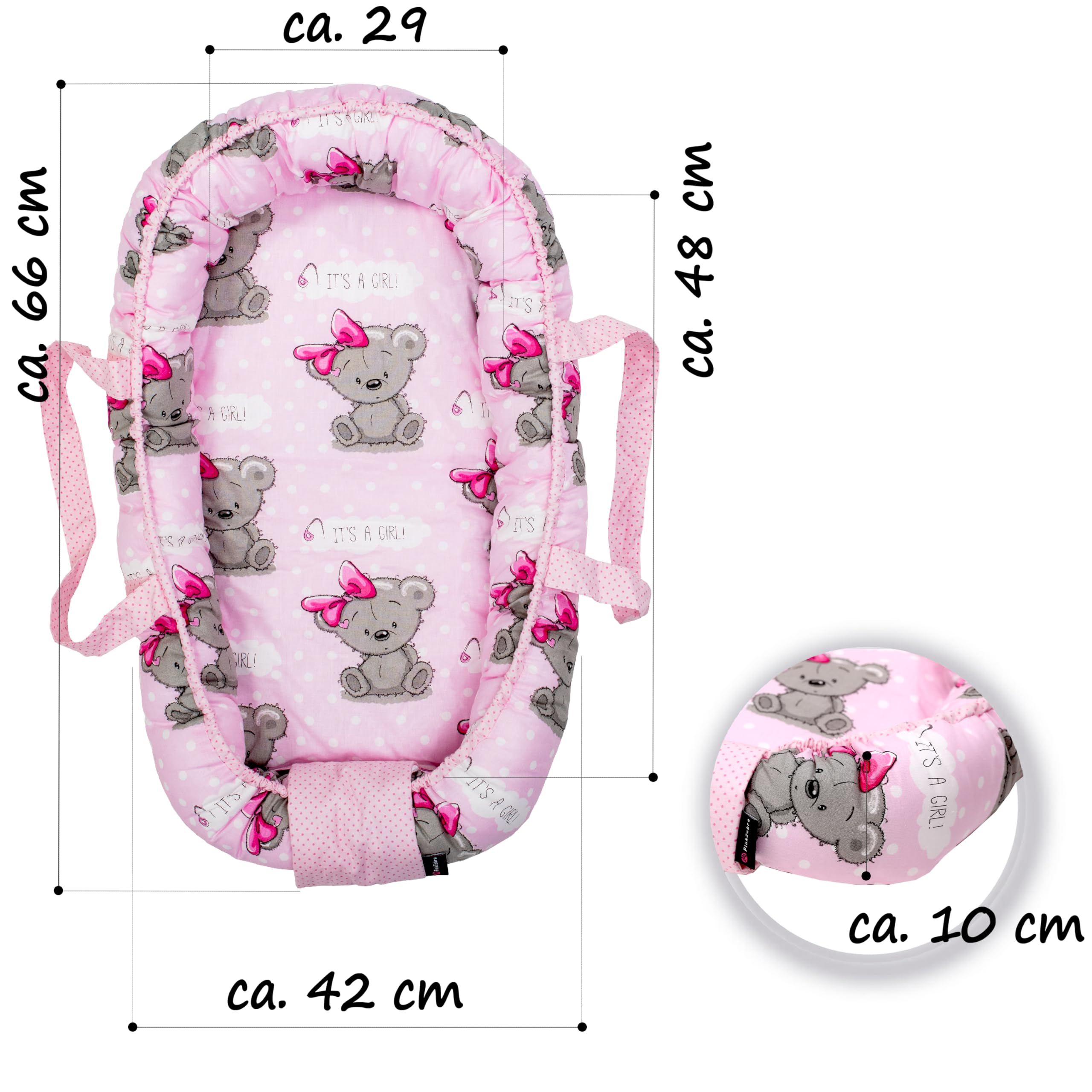 PinkZebra Sac de transport 2 en 1 pour poupées de bébé et poupées en tissu jusqu'à 48 cm, sac de transport 2 en 1 et lit de poupée, portraits d'animaux